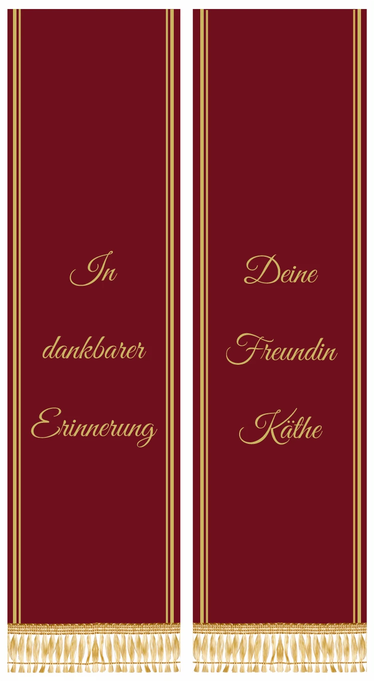 bordeaux trauerschleife mit goldener borduere in dankbarer erinnerung